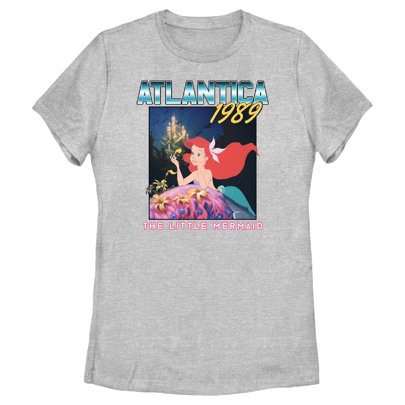 Women's The Little Mermaid Ariel Atlantica 1989 T-Shirt-- Houndstooth Herringbone Solid