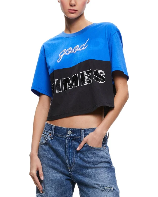 Alice + Olivia Alissa Boxy Ringer T-Shirt-- Iron Safe Non-Iron Wrinkle Free