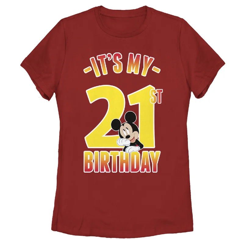 Women's Mickey & Friends It's My 21st Birthday T-Shirt-- Hooded Caped Shawl Collar