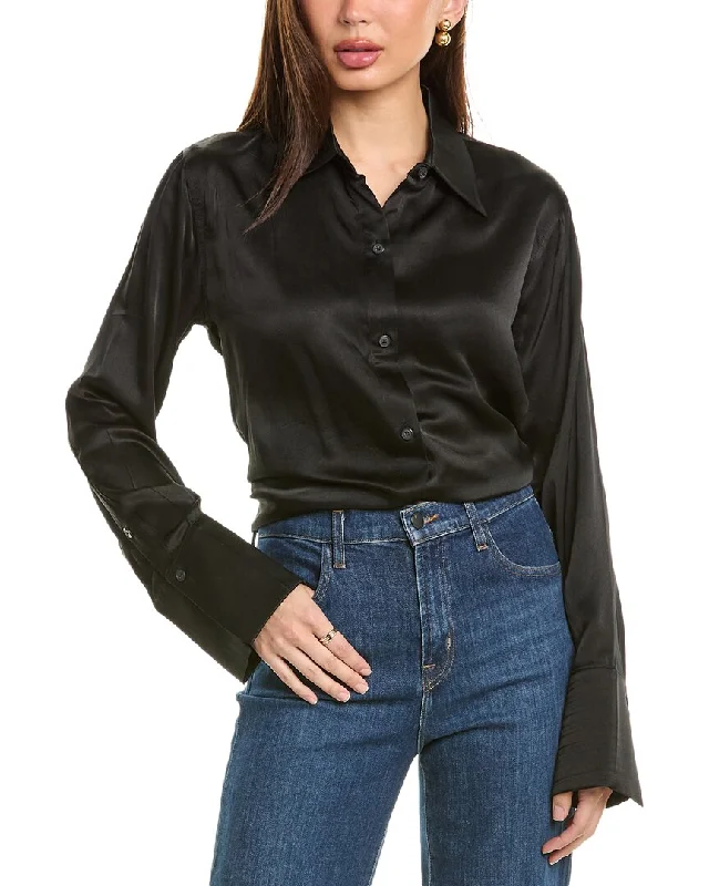 Dl1961 Lisette Shirt-- Denim Fabric Leather Fabric Suede Fabric