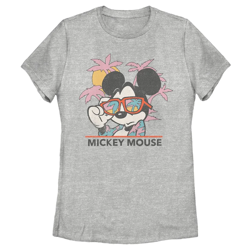 Women's Mickey & Friends Beach Ready Mickey Mouse T-Shirt-- Striped Floral Plaid