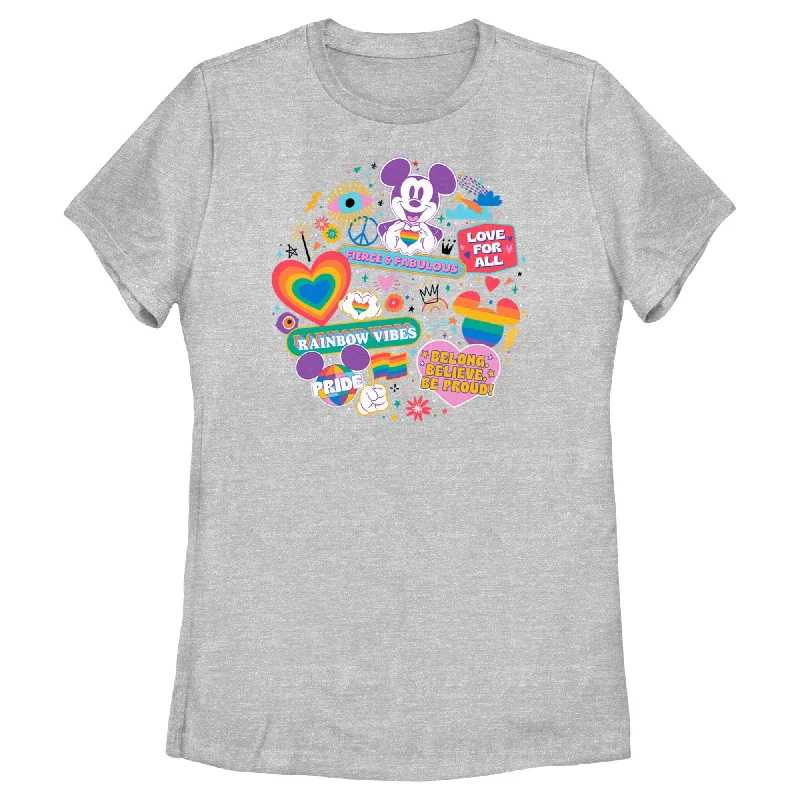Women's Mickey & Friends LGBTQIA+ Pride Doodles T-Shirt-- Lace Blend Ribbed Blend Corduroy Blend