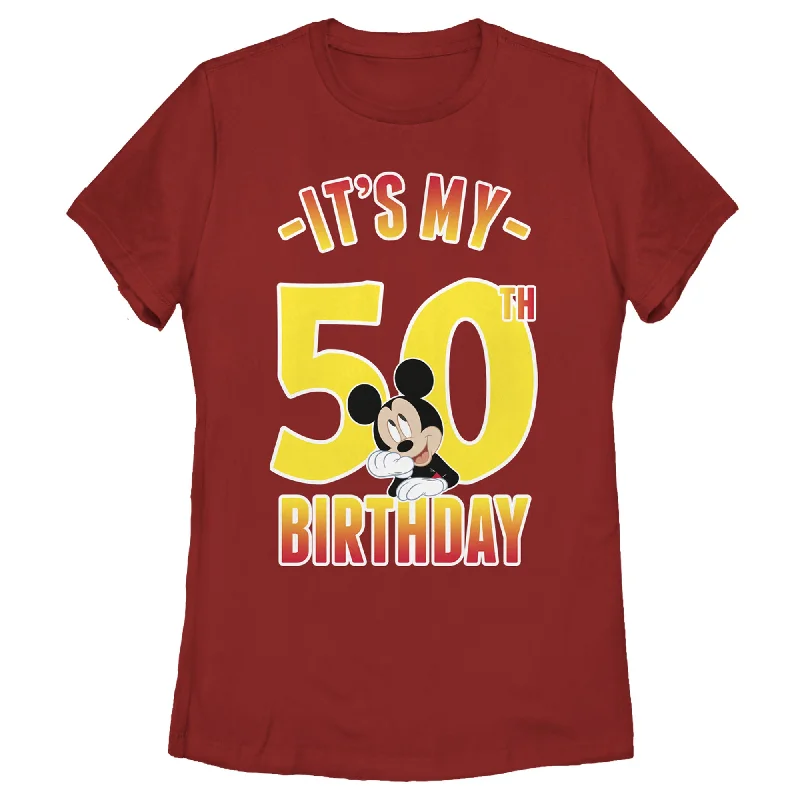 Women's Mickey & Friends It's My 50th Birthday T-Shirt-- Front Pockets Side Pockets Patch Pockets