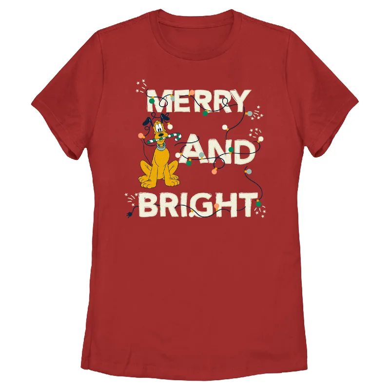 Women's Mickey & Friends Merry and Bright Pluto T-Shirt-- Cozy Warm Stylish