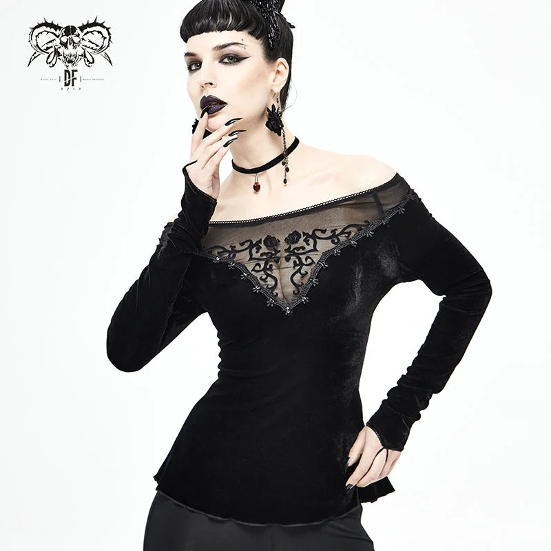 TT160 flat shoulder basic style Gothic T-shirt-- Ribbed T-Shirt High Neck Heavyweight