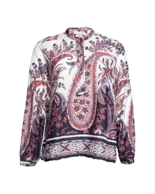 Printed Half Button Down Shirt-- Lace Blend Ribbed Blend Corduroy Blend