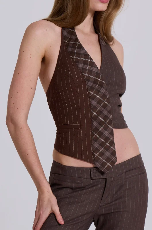Tuesday Tie Backless Halter Shirt-- Notch Collar Peter Pan Collar Cowl Neck