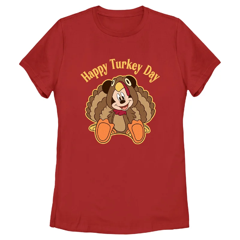 Women's Mickey & Friends Happy Turkey Day T-Shirt-- Zippered Front Buttoned Front Snap Front