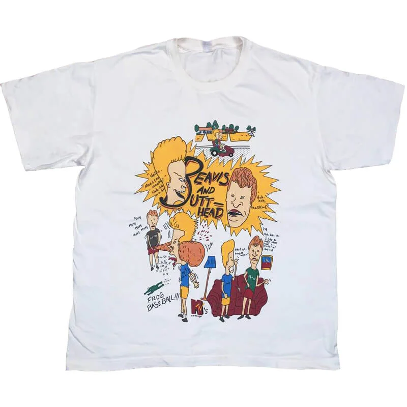 Beavis And Butthead Vintage Print Oversized T-Shirt-- Houndstooth Herringbone Solid