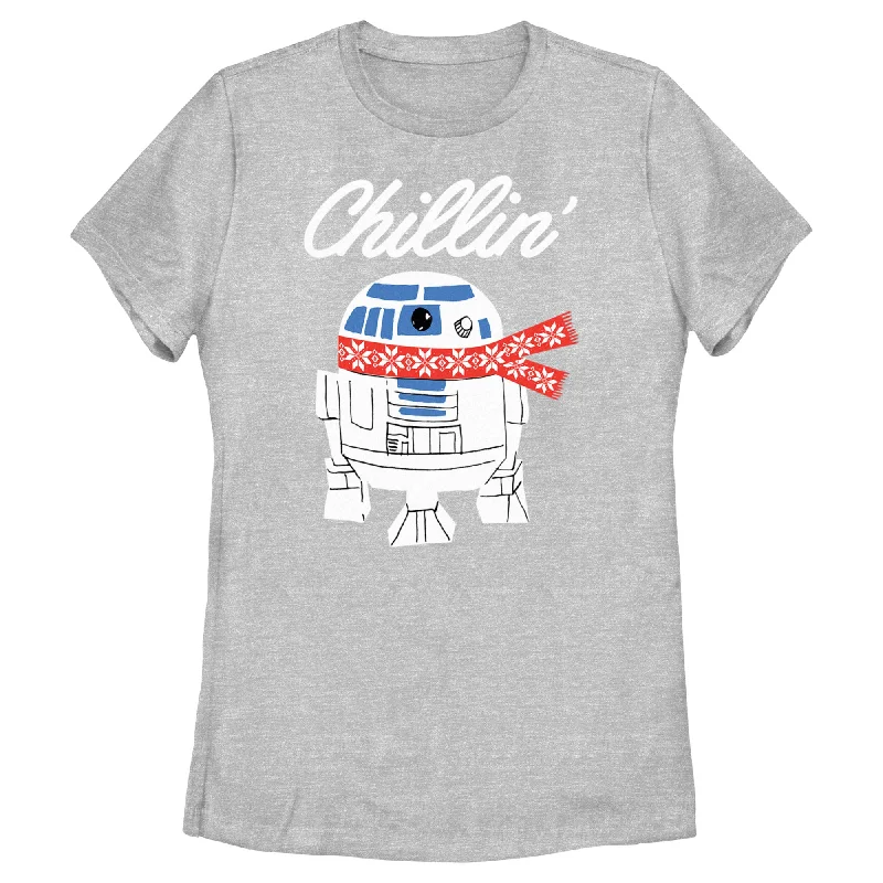 Women's Star Wars Christmas Chillin R2-D2 T-Shirt-- Mesh Canvas Denim