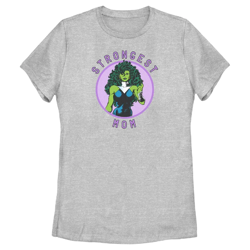 Women's Marvel She-Hulk Strongest Mom T-Shirt-- Ribbed Striped Patterned