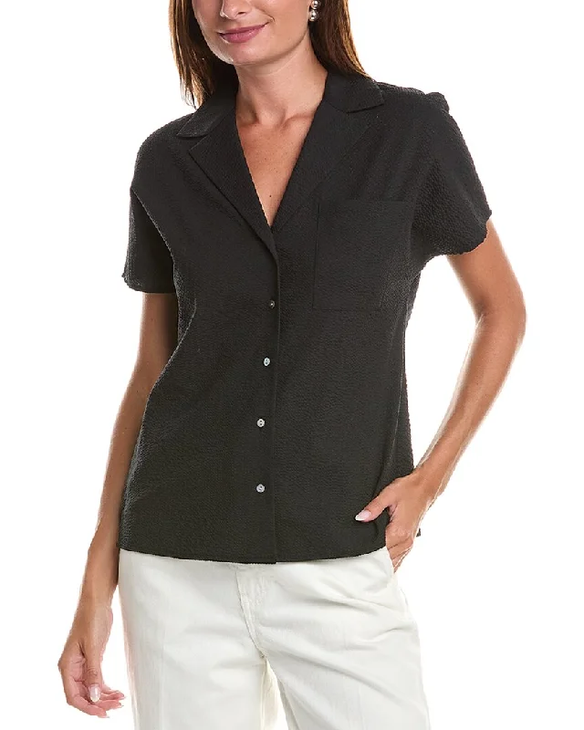 Theory Ralfinn Seersucker Shirt-- Satin Blend Silk Blend Wool Blend