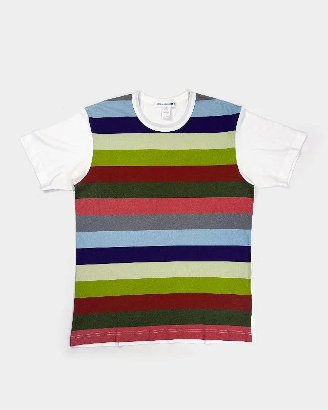 Comme des Garçons Shirt Multicolor Stripes Tee 2020-- Mesh Fabric Canvas Fabric Denim Fabric