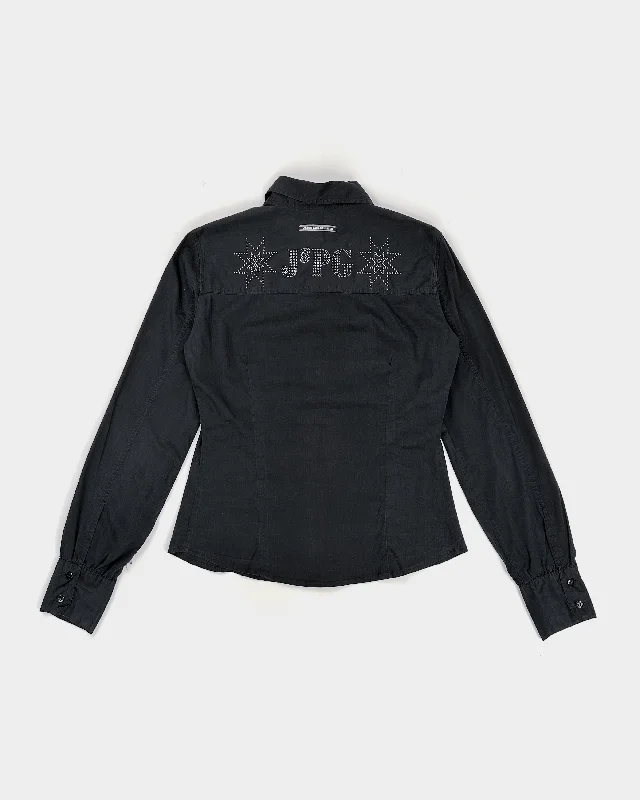Jean Paul Gaultier Decorated Black Shirt 1990’s-- Embroidered Appliqued Beaded