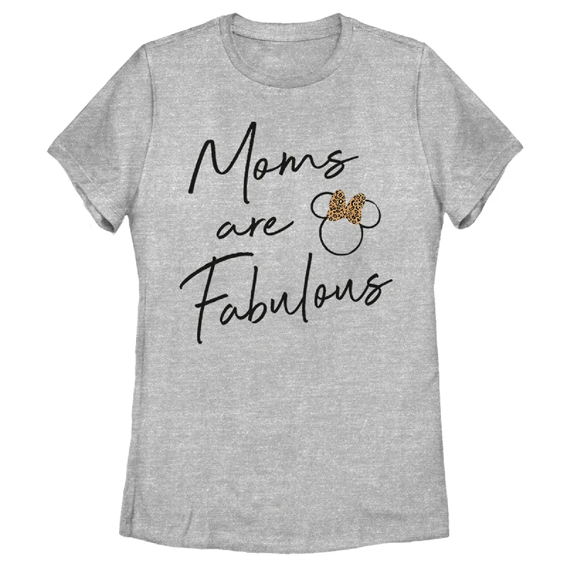 Women's Mickey & Friends Mother's Day Minnie Logo T-Shirt-- Denim Fabric Leather Fabric Suede Fabric