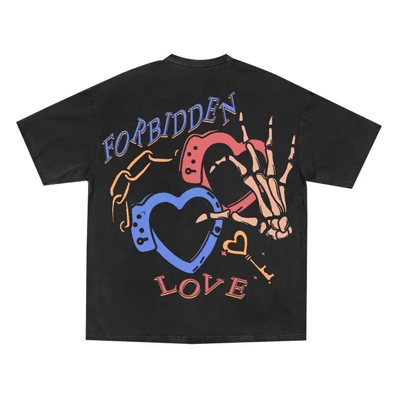 Streetwear Aesthetic Skeleton Heart Print T-Shirt-- Cozy Warm Stylish