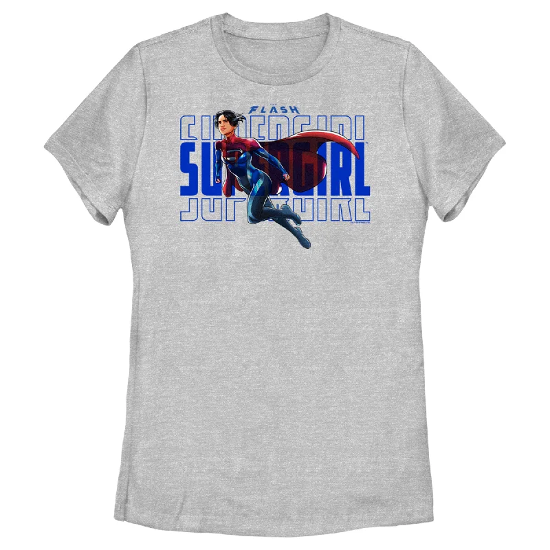 Women's The Flash Supergirl Sky Flight T-Shirt-- Ribbed T-Shirt High Neck Heavyweight