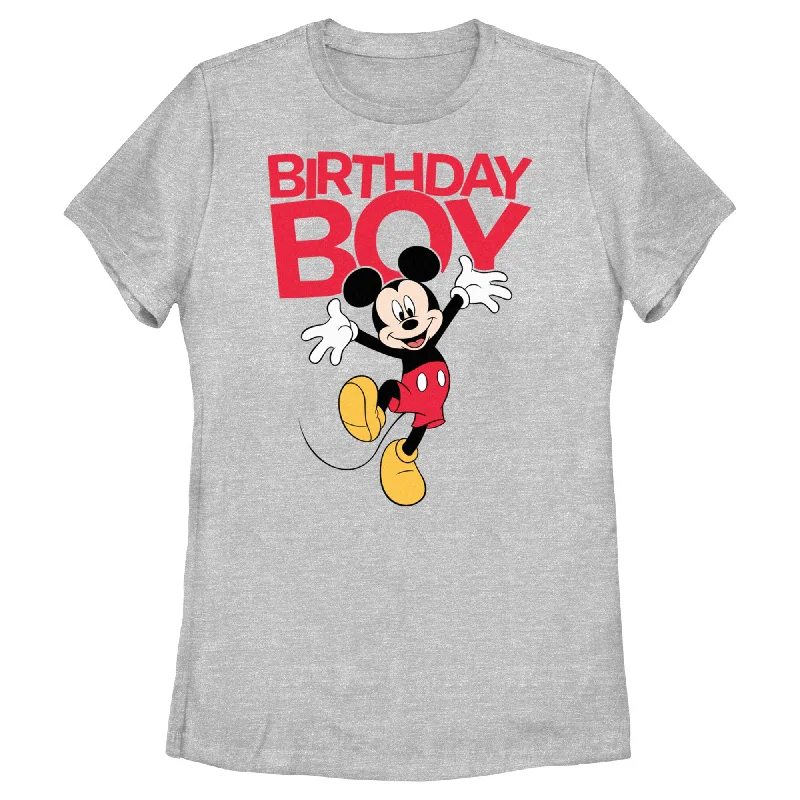 Women's Mickey & Friends Happy Birthday Boy T-Shirt-- Polka Dot Checkered Tartan