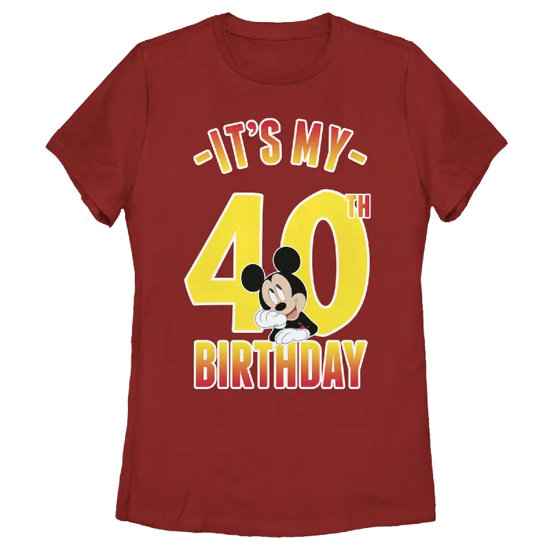 Women's Mickey & Friends It's My 40th Birthday T-Shirt-- Chenille Blend Fleece Blend Nylon Blend