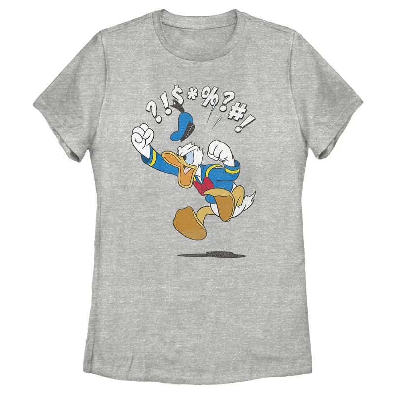 Women's Mickey & Friends Donald Duck Angry Jump T-Shirt-- Oversized T-Shirt Spandex breathable