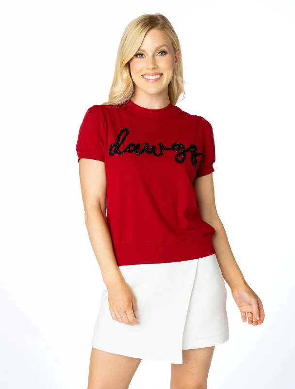 Stewart Simmons UGA The Glitter Script Shirt Womens-- Wool Fabric Cashmere Fabric Tweed Fabric
