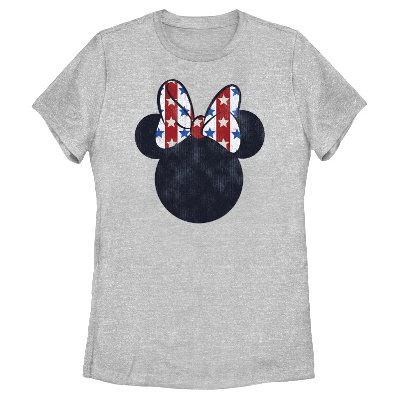 Women's Minnie Mouse Americana Bow Logo T-Shirt-- Wool Fabric Cashmere Fabric Tweed Fabric