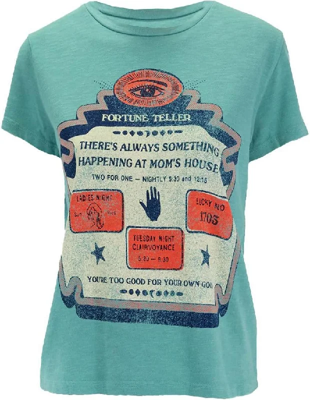 MOTHER Women's The Lil Sinful Short Sleeve T-Shirt, Fortune Teller-- Seamless Knitted Crochet