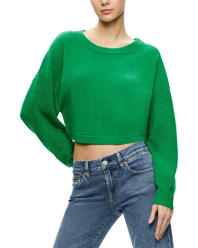 Alice + Olivia Posey Wool & Cashmere-Blend T-Shirt-- Machine Wash Dry Clean Hand Wash