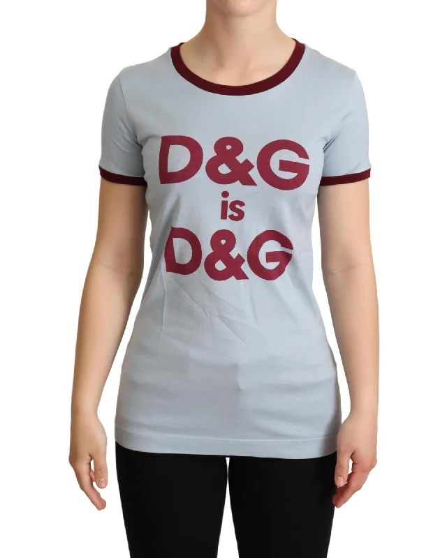 Dolce & Gabbana  Women's 'DG is DG' Graphic Print T-Shirt - Blue-- Mesh Blend Leather Blend Suede Blend
