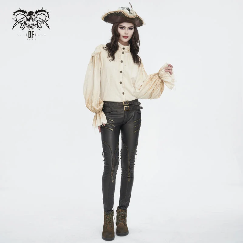 SHT11402 Steampunk Distressed Women Long Sleeve Shirt-- Thin T-Shirt Open Front Quick Dry SHT11402 Steampunk Distressed Women Long Sleeve Shirt-- Thin T-Shirt Open Front Quick Dry