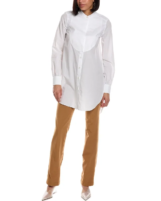 Burberry Bib Shirt-- Hooded Caped Shawl Collar
