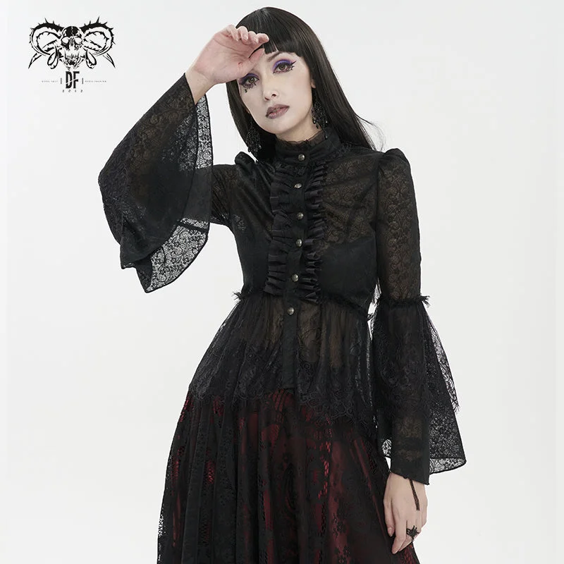 SHT099 Gothic daily wear Pattern Long Sleeve Shirt-- Seamless Knitted Crochet