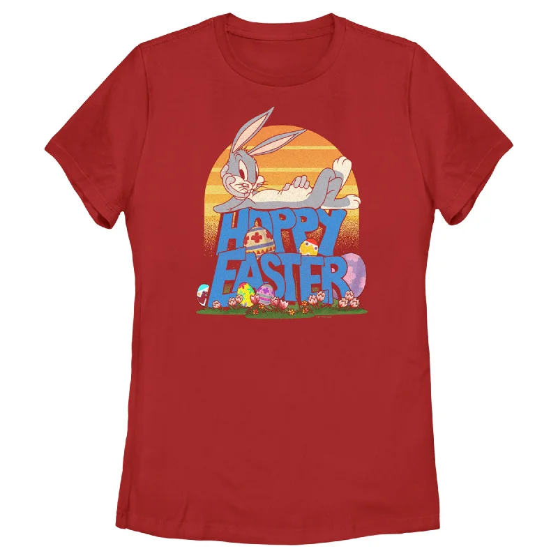 Women's Looney Tunes Bugs Bunny Happy Easter T-Shirt-- Collared Crew Neck Turtle Neck