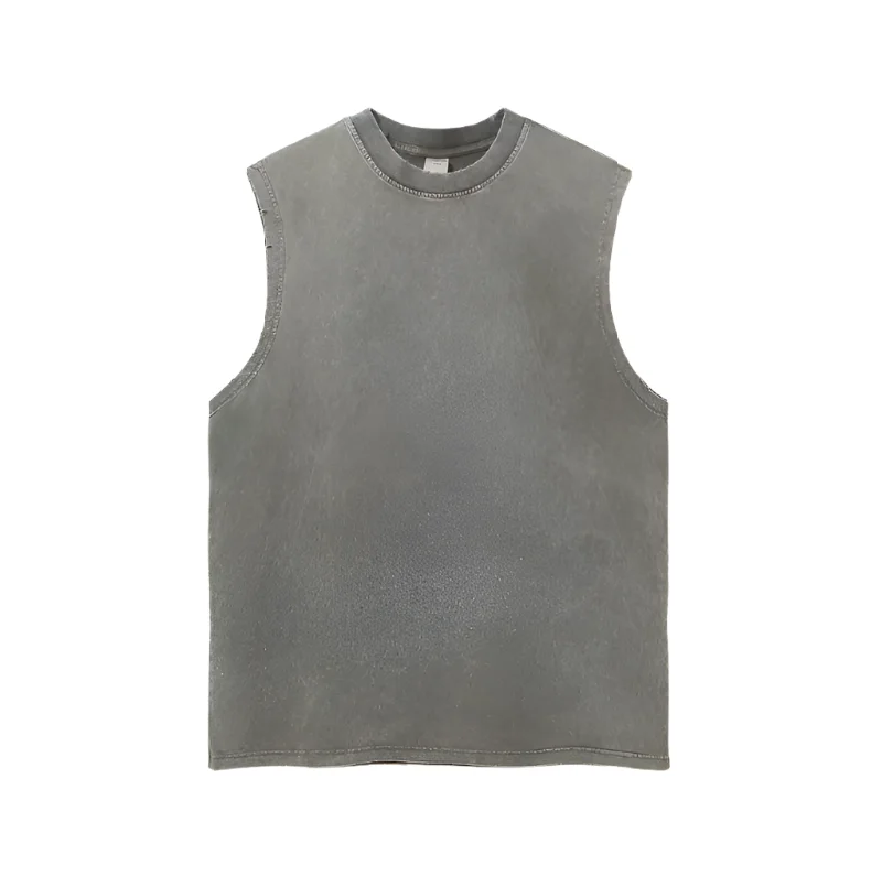 Basic Sleeveless Oversized Acid Washed Unisex T-Shirt-- Polka Dot Checkered Tartan