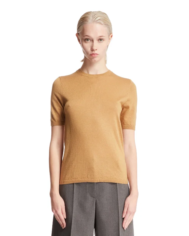 T-Shirt Classica Beige-- Striped Floral Plaid