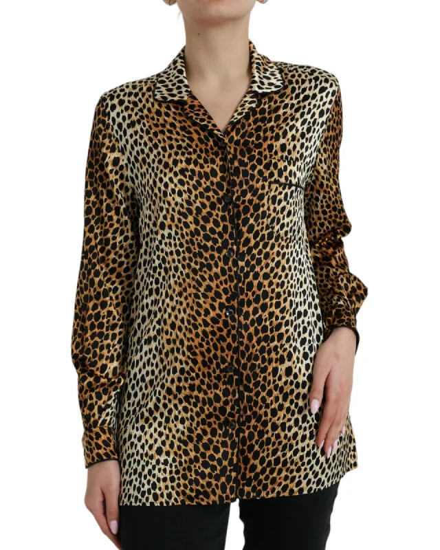 Dolce & Gabbana  Leopard Print Silk Shirt-- Houndstooth Herringbone Solid