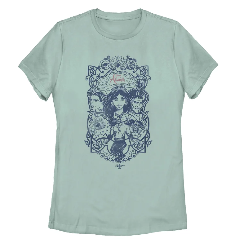 Women's Aladdin Vintage Character Frame T-Shirt-- Elasticated Padded Insulated