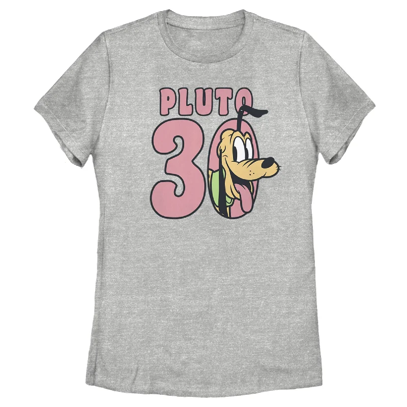 Women's Mickey & Friends Pluto T-Shirt-- Mesh Blend Leather Blend Suede Blend
