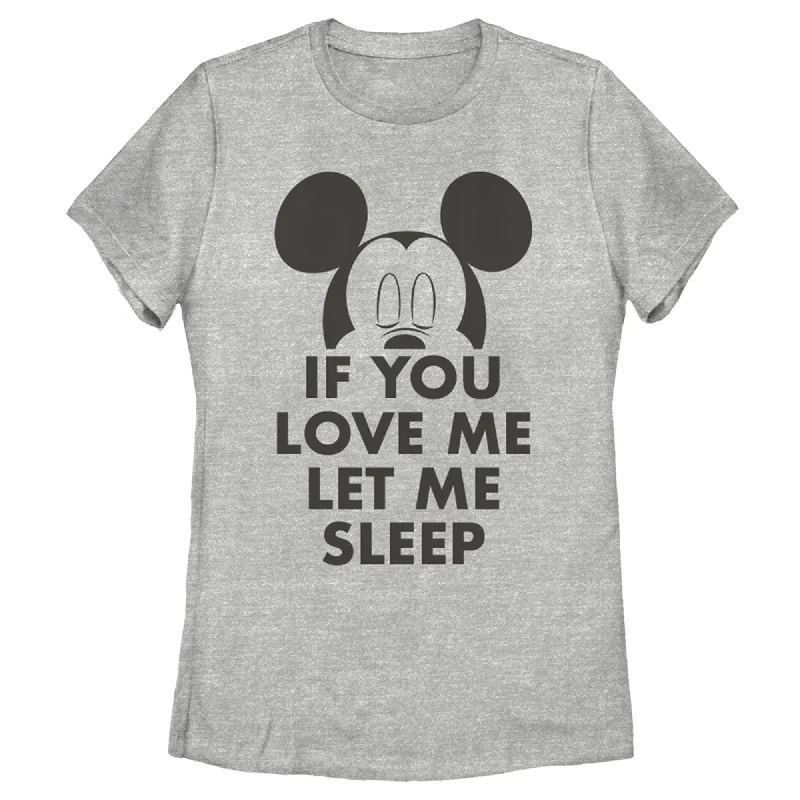 Women's Mickey & Friends If You Love Me Let Me Sleep T-Shirt-- Collared T-Shirt Boat Neck A-Line Women's Mickey & Friends If You Love Me Let Me Sleep T-Shirt-- Collared T-Shirt Boat Neck A-Line