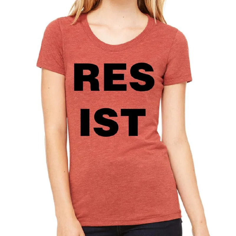 Resist RES-IST Protest Cotton Women's T-Shirt-- Mesh Fabric Canvas Fabric Denim Fabric