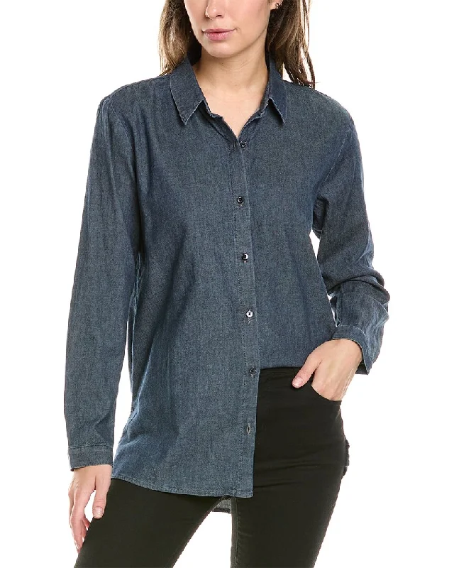 Eileen Fisher Classic Collar Long Shirt-- Handmade Hand-knitted Hand-woven