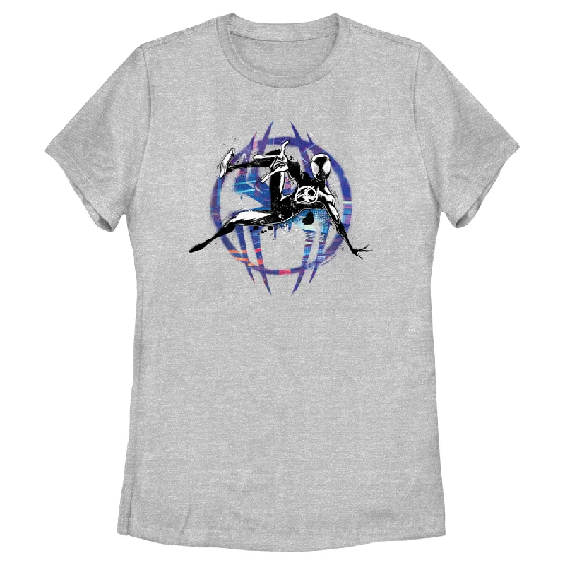 Women's Spider-Man: Across the Spider-Verse Miles Morales Logo T-Shirt-- Hooded Caped Shawl Collar