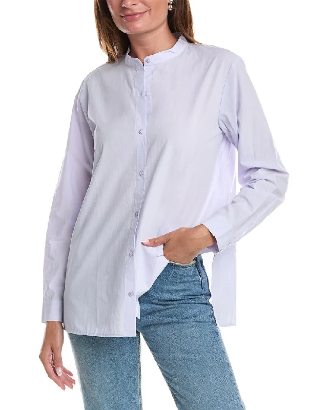 Eileen Fisher Mandarin Collar Shirt-- Terry Blend Velvet Blend Canvas Blend