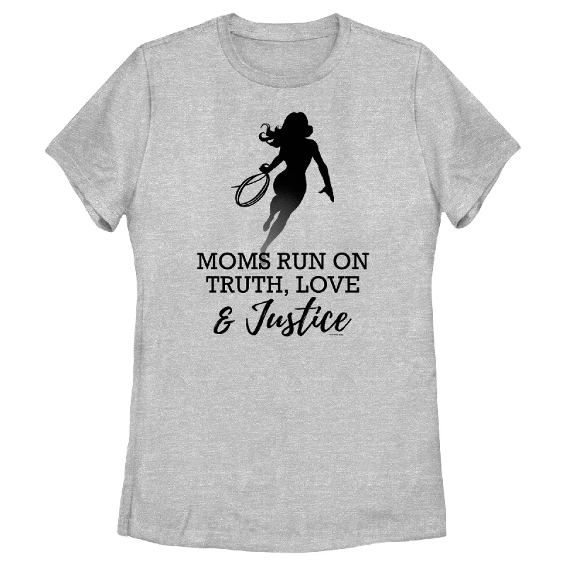 Women's Wonder Woman Moms Run On Truth, Love & Justice T-Shirt-- Casual Formal Business