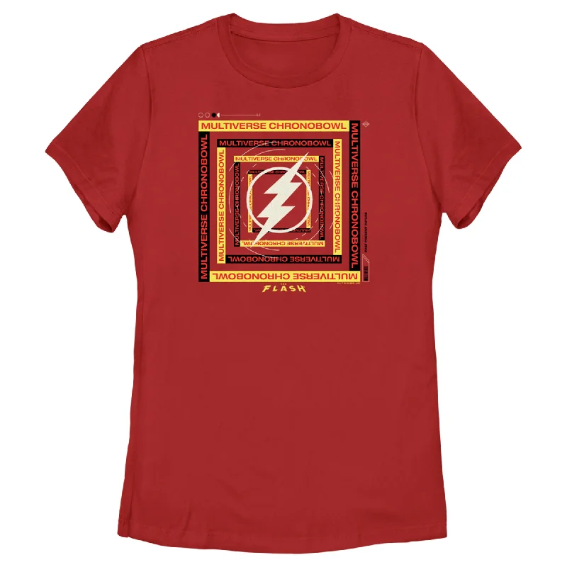 Women's The Flash Multiverse Chronobowl T-Shirt-- Layered Multi-layer Single Layer
