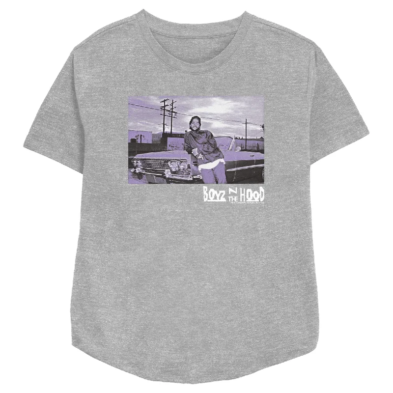 Women's Boyz n the Hood Doughboy Portrait Logo T-Shirt-- Collared Crew Neck Turtle Neck