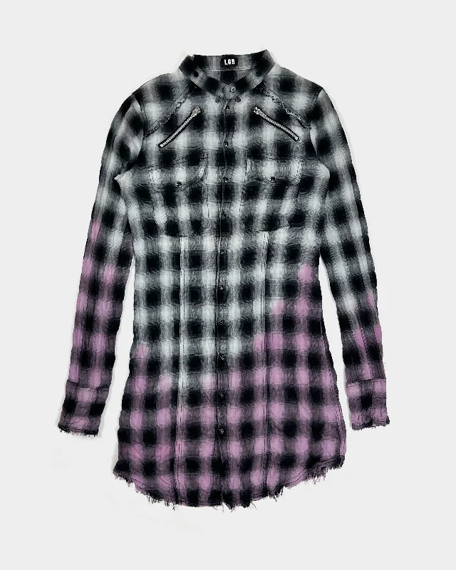 L.G.B (Le Grand Bleu) Dyed Pattern Grey Long Shirt 20000's-- Rayon Fabric Velvet Fabric Corduroy Fabric