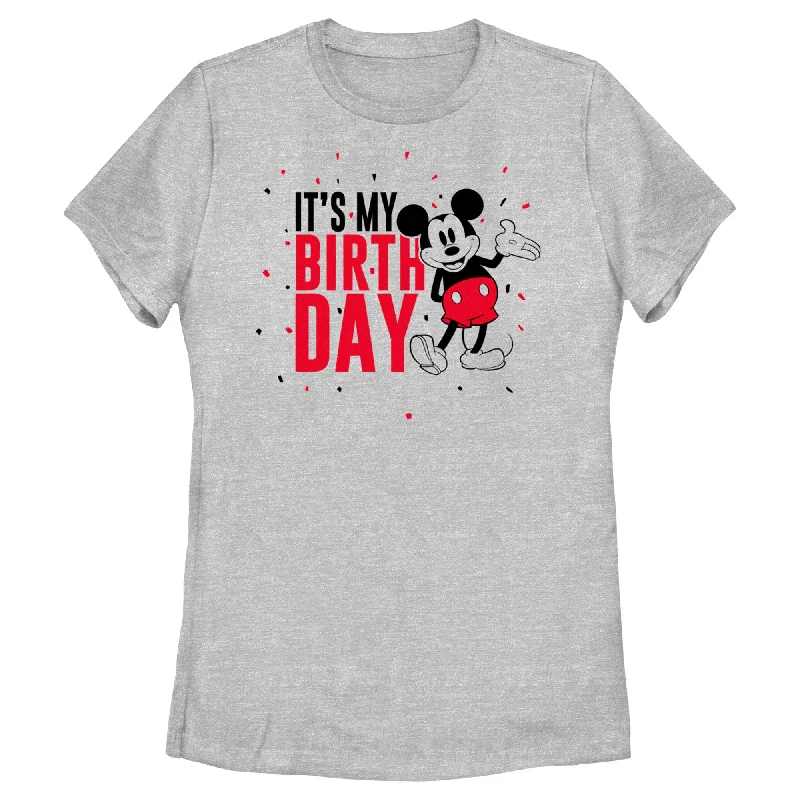 Women's Mickey & Friends It's My Birthday Retro Mouse T-Shirt-- Knit Fabric Woven Fabric Fleece Fabric