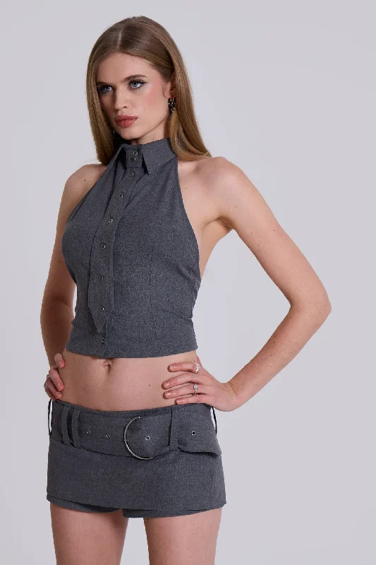 Friday Halter Tie Shirt-- Collared Crew Neck Turtle Neck