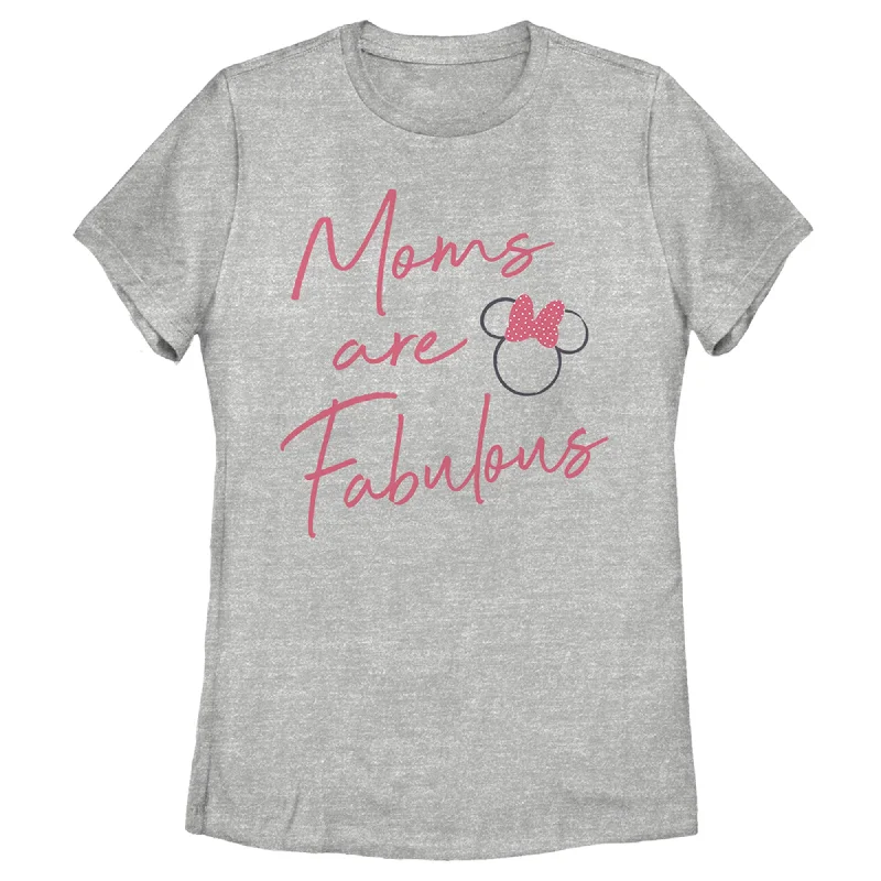 Women's Mickey & Friends Mother's Day Minnie Pink Logo T-Shirt-- Wool Fabric Cashmere Fabric Tweed Fabric